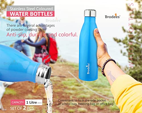 Image of OZONE Stainless Steel Bottle Set of 2 Pcs | Blue Color - 1000 ml Each