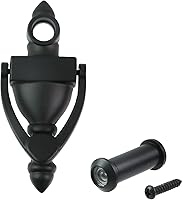 Antrader Door Knocker with 160° Viewer - Matte Black Zinc Alloy, 4" Height, Fits 1.38-1.97" Doors