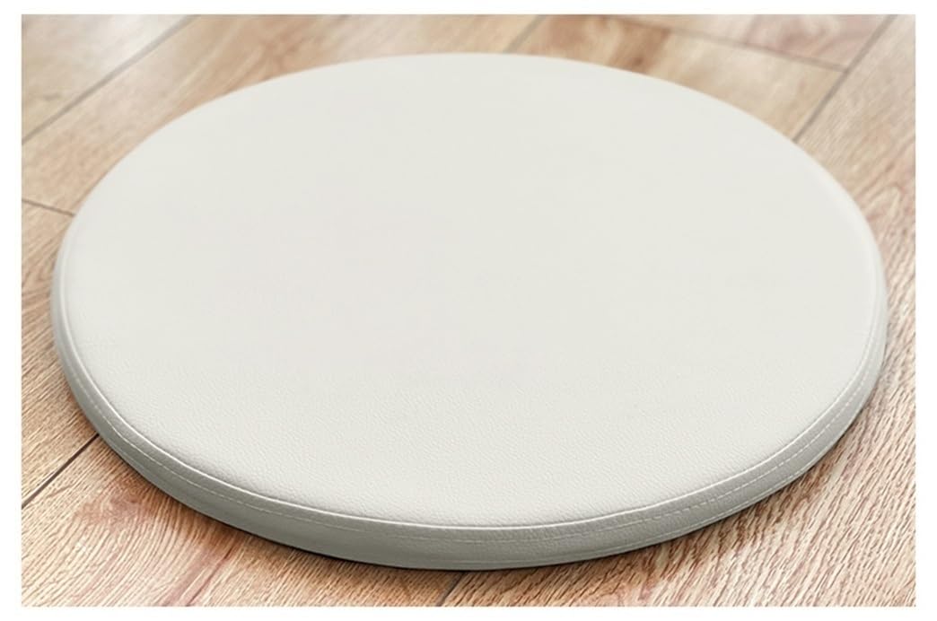 MOODMUSE Round Chair Cushion,Round Imitation Leather Seat Cushion,Round Memory Foam Chair Pad,Home Office Kitchen Non-slip Chair Seat Cushion (Color : Off-white, Size : 30cm/11.8inch)