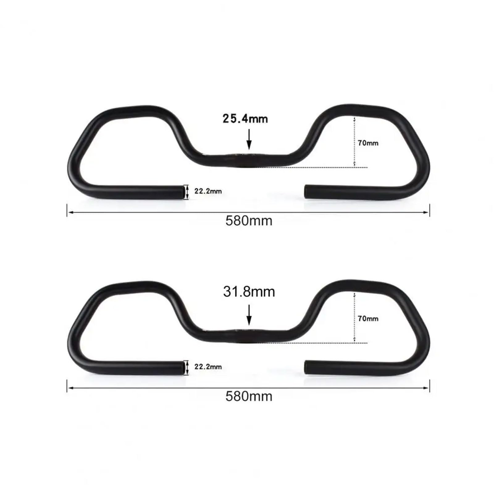 YLME Manubrio per Bicicletta, Manubrio A Farfalla per Mountain Bike da 31,8/25,4 Mm, Maniglia di Appoggio A Lunga Distanza Regolabile in Alluminio per Bici da Strada MTB Bici Fissa