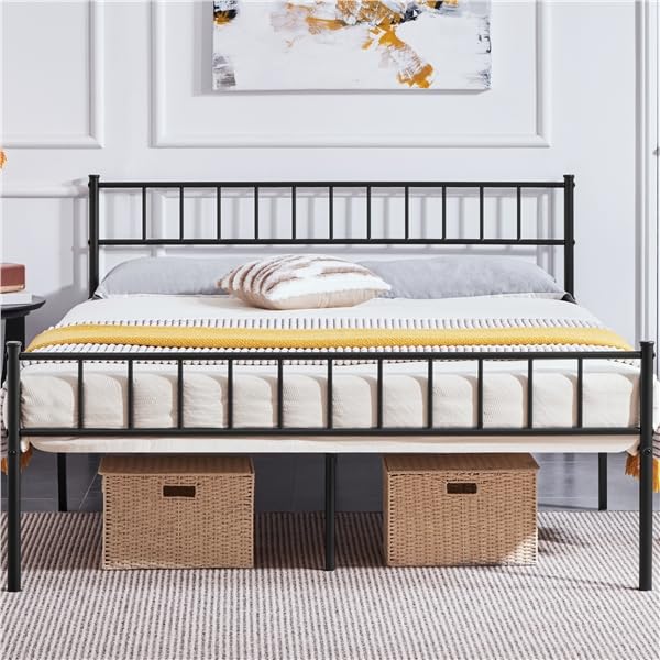 Yaheetech Marco de Cama para Colchón de 160x200cm Cama Matrimonio con Patas 32cm Cama de Metal con...