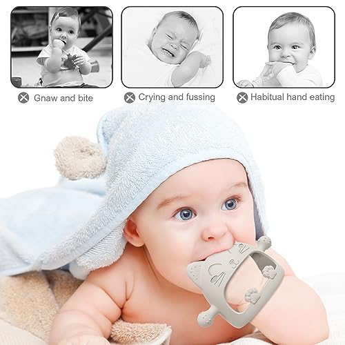 Image of Baby Teething Toys for Babies 0-6 Months-Baby Teether,Anti-Drop Silicone Mitten Teething Toy for Soothing Sore Gums,Teething Pacifier,Baby Toys 6 to 12 Months-Ideal Baby Travel Essentials for Moms (Starlight)