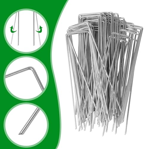 Erdanker Set, Erdanker Unkrautvlies, 50 verzinkte Erdnägel + 50 Unterlegscheiben + 1 Unkrautvlies Haken, Erdhaken geeignet zur Befestigung von Unkrautvlies, Unkrautvlies, Kunstrasen und Campingzelt