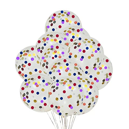 Gaesqae GAESQAE-D Rainbow Confetti Balloons,12 Inches 25Pcs Rainbow Multicolor Balloons,Latex Balloons With Rainbow Foil Confetti Balloons For Birthday Wedding Party Baby Shower Decoration Engagement Party Decorations cover