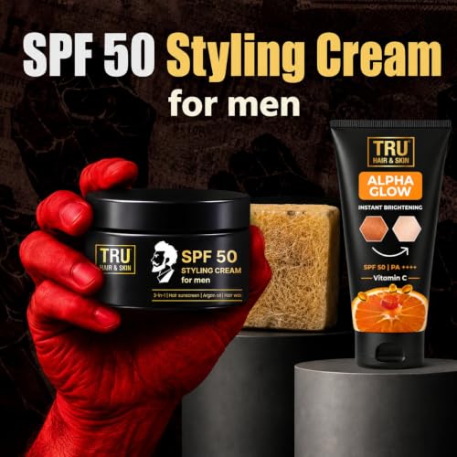Image of Tru Hair & Skin Rebelx soap with natural Loofah - 100gm + SPF 50 Styling Cream - 50gm + Alpha Glow Instant Brightening Cream - 25ml