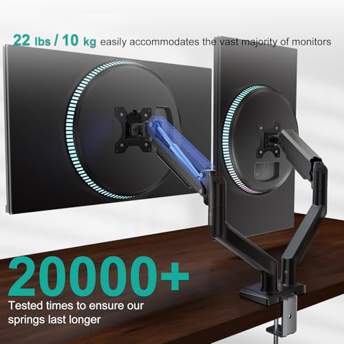 Image of WALI Dual Monitor Mount, Adjustable Gas Spring Desk Stand for 2 Monitors, Heavy Duty Arm up to 32 Inch Screen, Hold up to MAX 22lbs, Max Mounting Holes 100x100mm (GSMP002N), Black