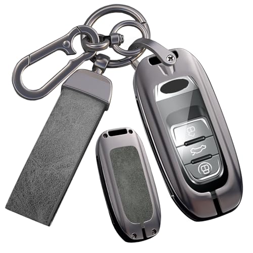 Coque de clé de voiture pour Audi A1 A3 A4 A6 Q3 Q5 Q7 zinc cuir