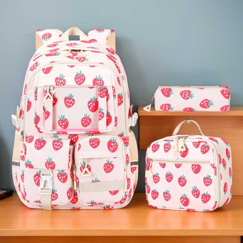 3 Pcs Set Backpack with Lunch Bag Bookbag for4