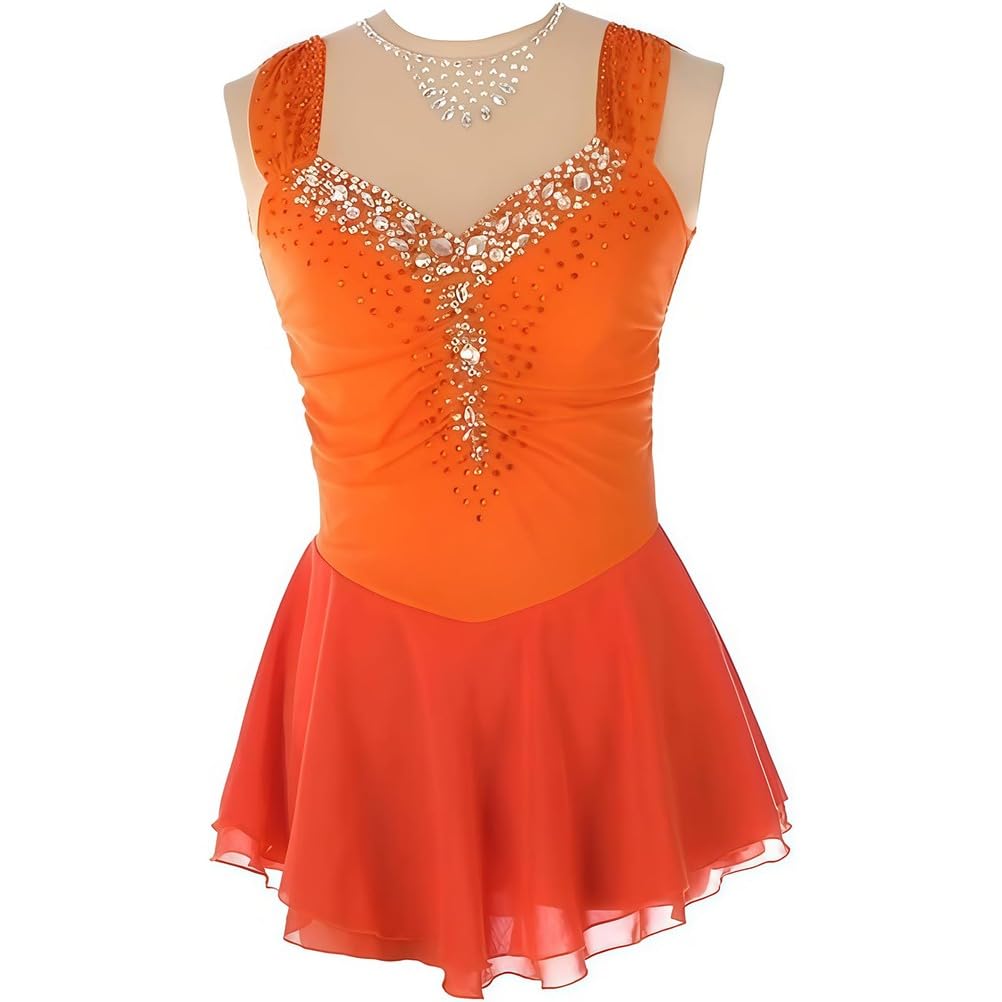Vestido De Patinaje ArtíStico para Mujer, Traje De Patinaje sobre Hielo Sin Mangas con Falda EláStica, Maillot Transpirable para CompeticióN