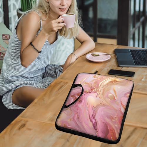 Funda para Laptop 13 Pulgadas con Asa Oro y Rosa Mármol miniatura 2