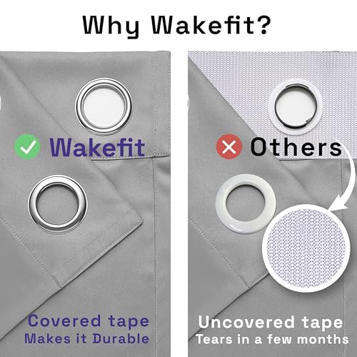 Image of Wakefit Solid Blackout Window Curtains 5 Feet | Set of 1 | Upto 95% Room Darkening Faux Silk Drapes | Thermal Insulated & Noise Reducing Curtains for Living Room & Home Dcor | Barkana Blue