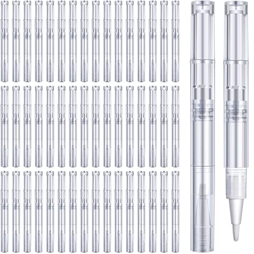50 Pieces 3.0 ml Nail Pens Empty Nail Oil Pen Lip Gloss Container Eyelash Growth Liquid Tube Cosmetic Container with Brush Tip for Beauty Supplies (Transparent)