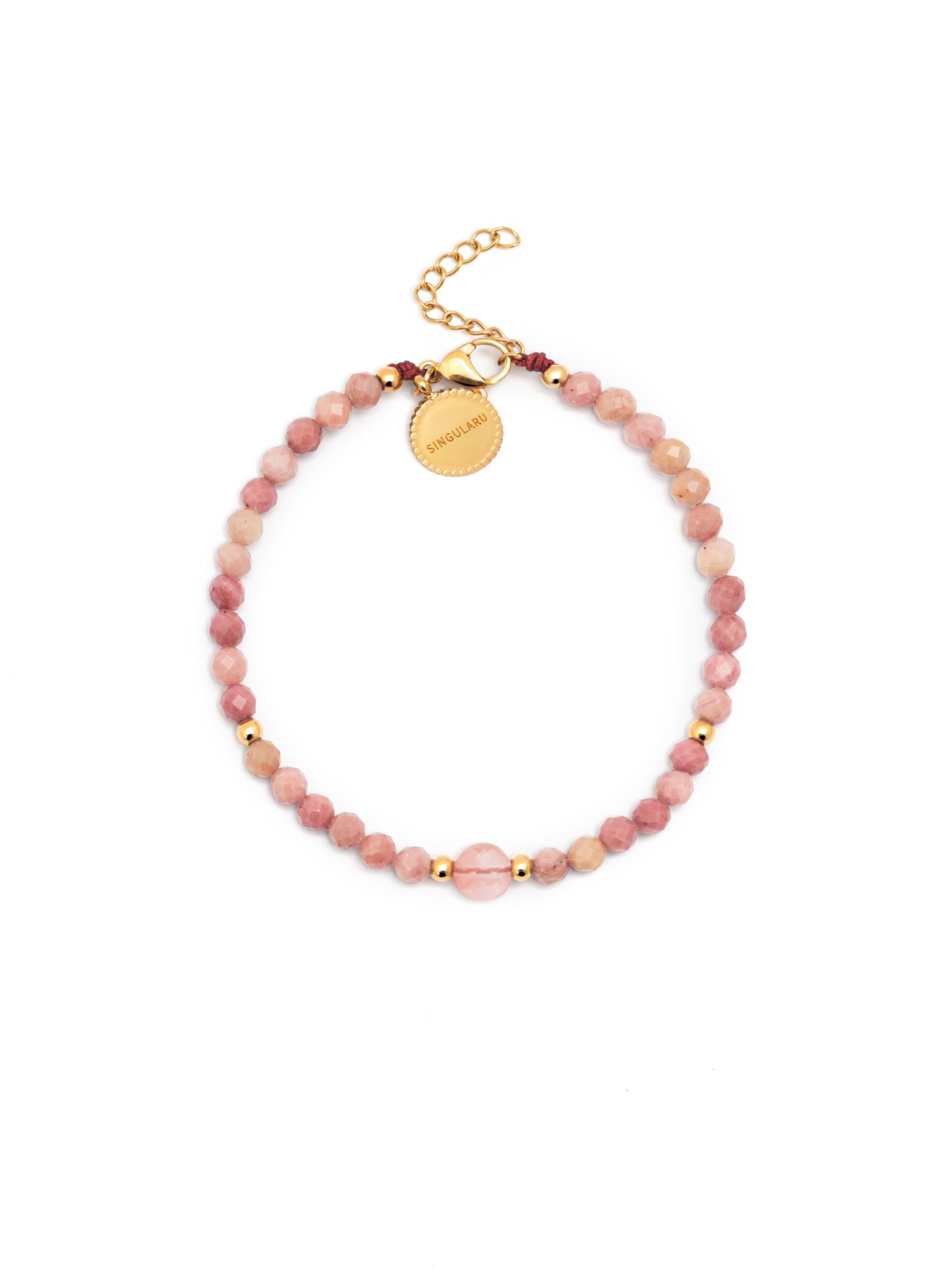 SINGULARU - Pulsera Amulet. Acero con Baño en Oro de 18 Kt y Piedra Natural. Joyas Para Mujer. con descuento
