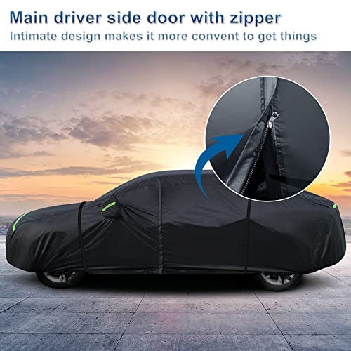 Image of Car Cover for Porsche Panamera 2014-2025 210T Polyester with Cotton Lining | Fits Panamera Sedan Sport Turismo 971 976, Waterproof All-Weather Heavy Duty Windproof Full Cover with Zipper, Storage Bag