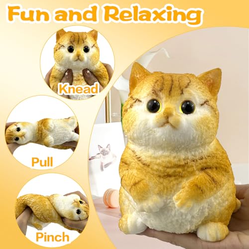 Image of Big Hand Painted Cat Squishy Toys,Large Cute Ultra Soft Kitty Squeeze Fidget Toys for Stress Relief ,Kawaii Squishies Sticky Animal Toys for Adults Kids,Decompression Sensory Balls Toys (PMJB)