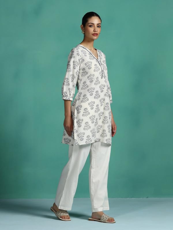 Image of New Cotton Leaf Printed Casual Straight Kurta for Women | Women Formal Kurti