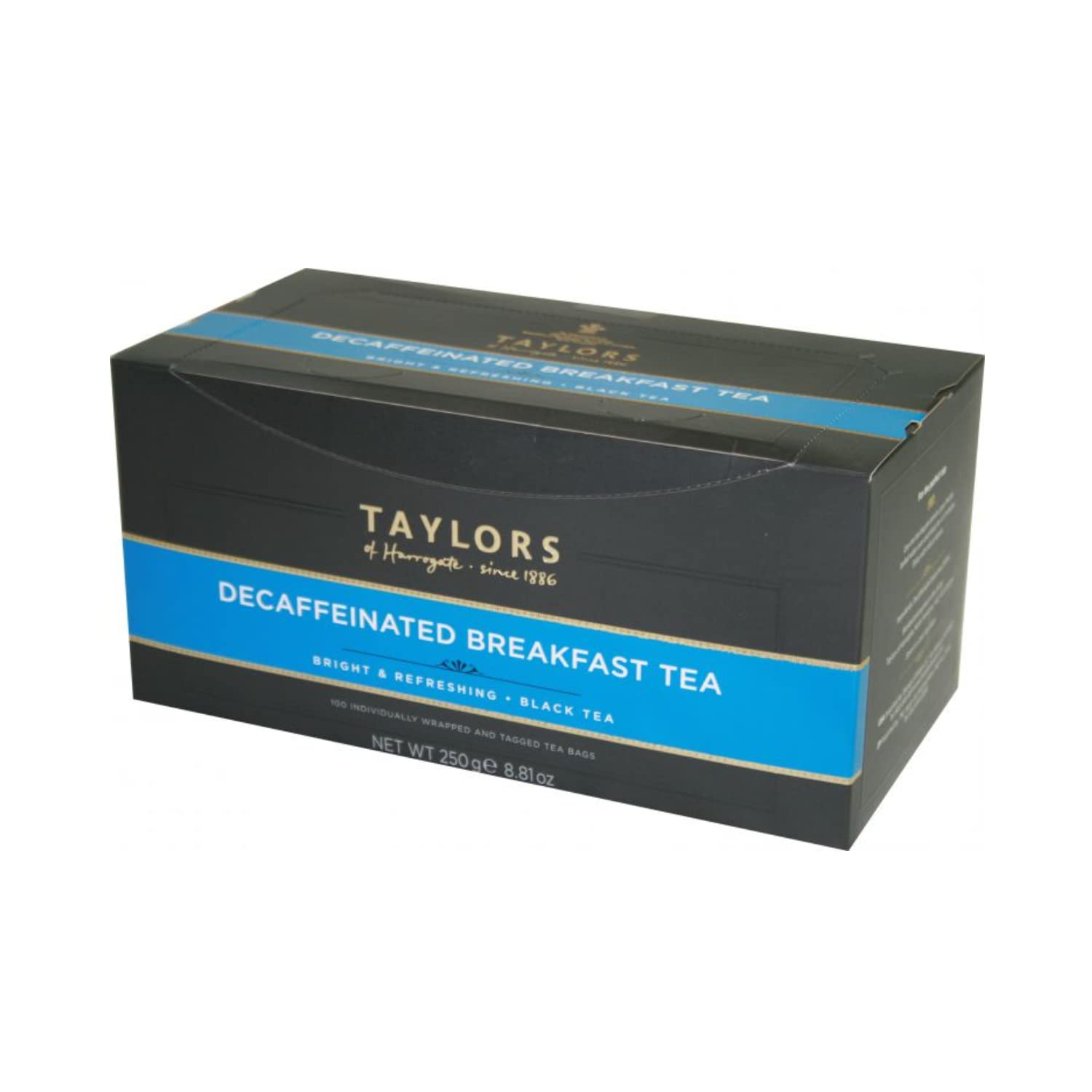 Taylors® | Angielska herbata bezkofeinowa na śniadanie, czarna | Opakowanie czarnej herbaty Ho.Re.Ca | 100 indywidualnie pakowanych filtrów do czarnej herbaty (250 gr)