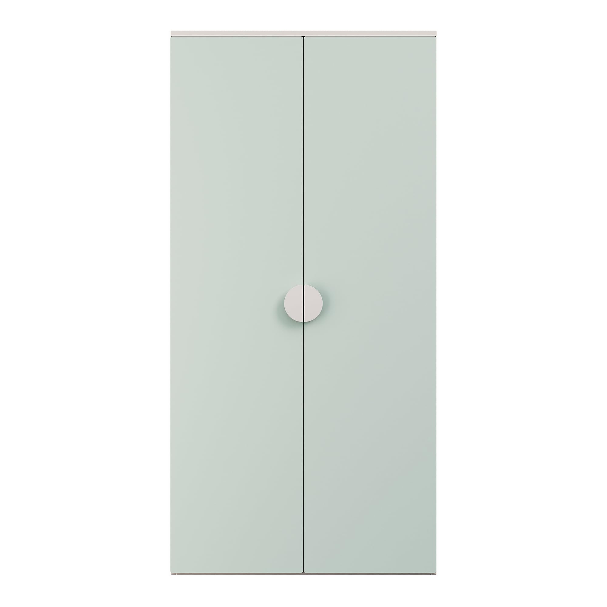 Armario Ropero Infantil Sandnes 123x60x40 cm Blanco/Verde Menta con Barra Colgante y 2 Puertas