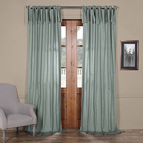 Image of HPD Half Price Drapes Solid Tie Top Cotton Curtains 108 Inches Long (1 Panel) Luxury Light Filtering Curtains for Living Room, Modern Semi Sheer Curtain for Bedroom, 50W X 108L, Jasper Stone