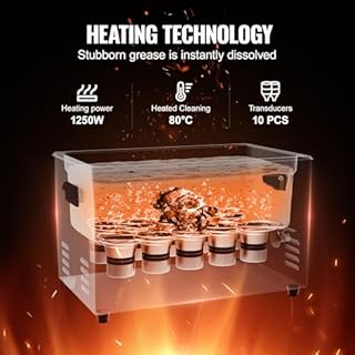 VEVOR Pulitore ad Ultrasuoni 30L, Macchina per Pulizia ad Ultrasuoni Digitale 600W con Degasaggio Modalità Delicata, Pulitore ad Ultrasuoni Industriale da 40kHz con Timer e Riscaldatore per Gioielli