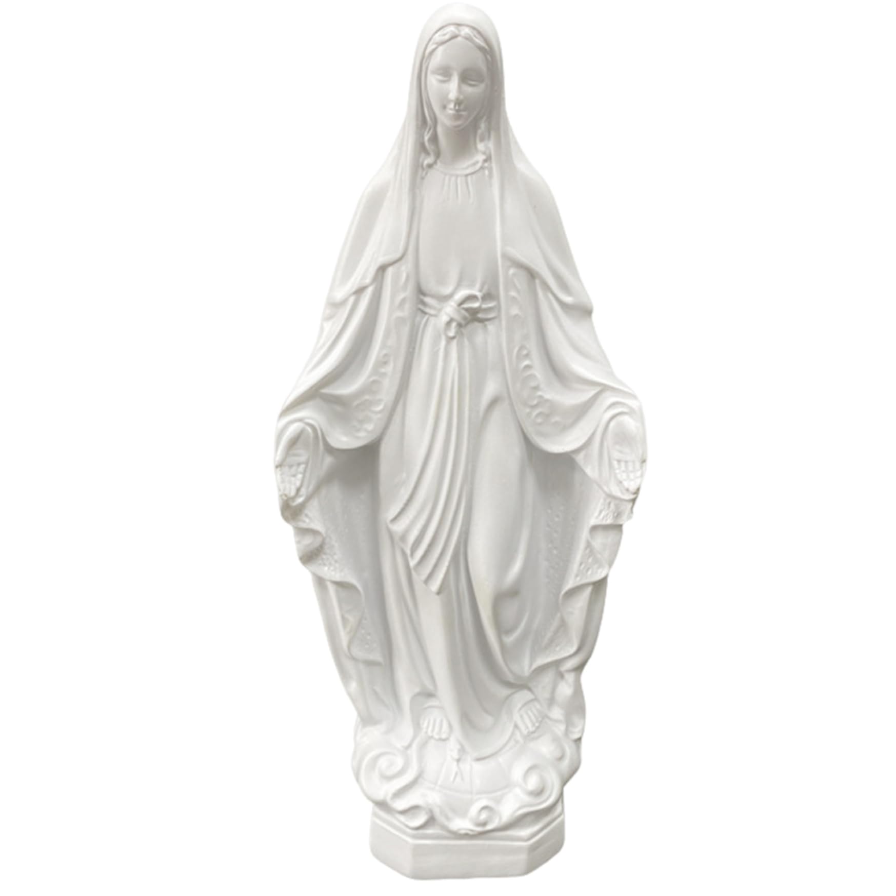 Expression sereine de la Vierge Marie en figurine contre le stress quotidien à la maison