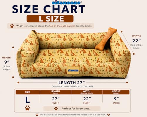 Image of SITSNOOZE Large Dog Bed (10 to 20kg) for Labrador, Golden Retriever, German Shepherd - Orthopedic Washable Sofa Mattress, Luxury Soft Warm Winter Lounger Cushion, Waterproof Pet Bed (Print 19, L)