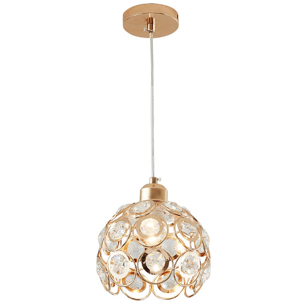 PLQWUJD Exquisite Chandelier Iron Art Crystal Circle Pendant Light 1-Light Adjustable Modern Ceiling Chandelier Fixture E26/E27 Base Seat Hanging Lamp Suitable for Bar Counter Restaurant Bed