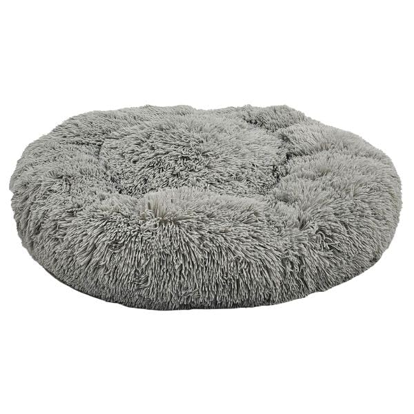 HugglePets Anti-Anxiety Super Soft Plush Donut Dog Bed | Grey | Large (90 cm)