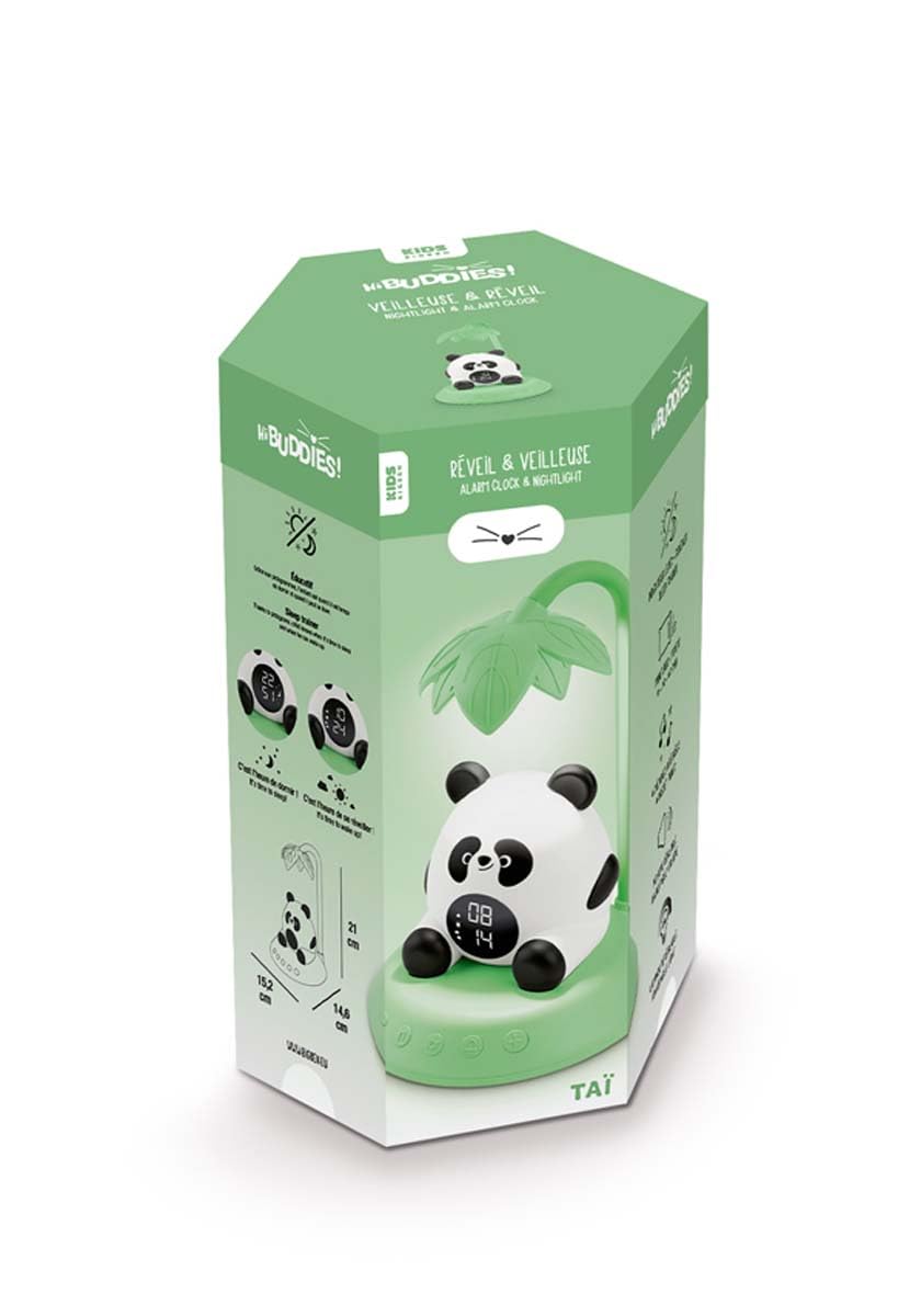 BigBen SLKIDSPANDA - Despertador Infantil Educativo con luz guía quitamiedos Intensidad Regulable, Temporizador, 6 melodías, Verde