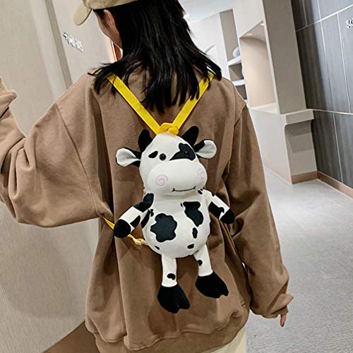 KESYOO Vaca Mochila de Pelúcia Mochila de Animal de Pelúcia Brinquedo Macio Ombro Bonito Bolsa Escol