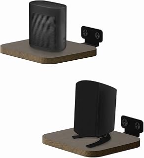Wooden Speaker Wall Mount for Klipsch, Bose Speakers, Adjustable Wall Shelf for Smart Speaker Shelf, Floating Wall Shelves with Hardware Kit, Set of 2