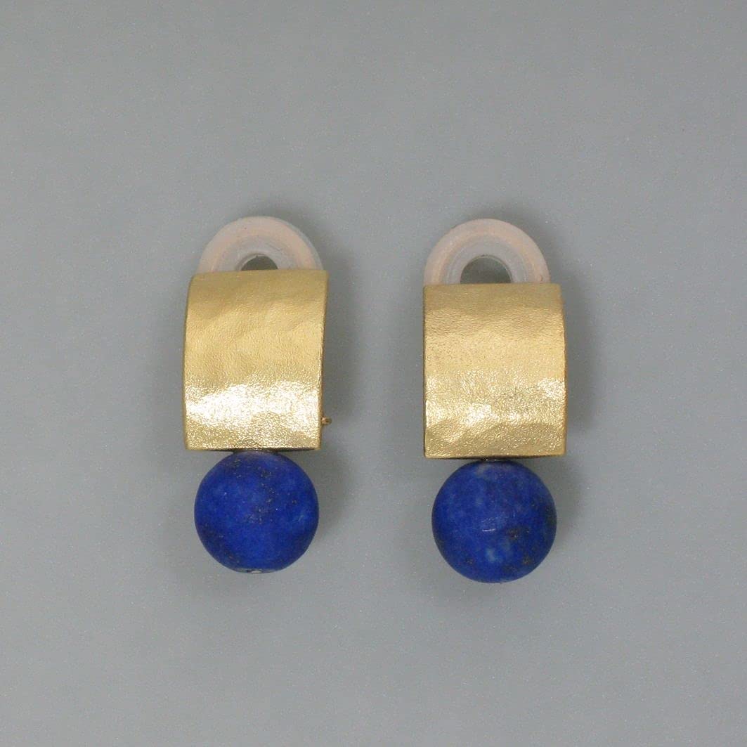 Ohrclips, Lapislazuli und vergoldetes Silber