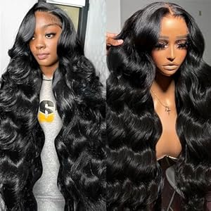 30 inch 13×6 Lace Front Wigs Human Hair Pre Plucked 200 Density Body Wave Lace Front Wigs Human Hair HD Transparent Frontal Glueless Wigs Human Hair with Baby Hair for Black Women