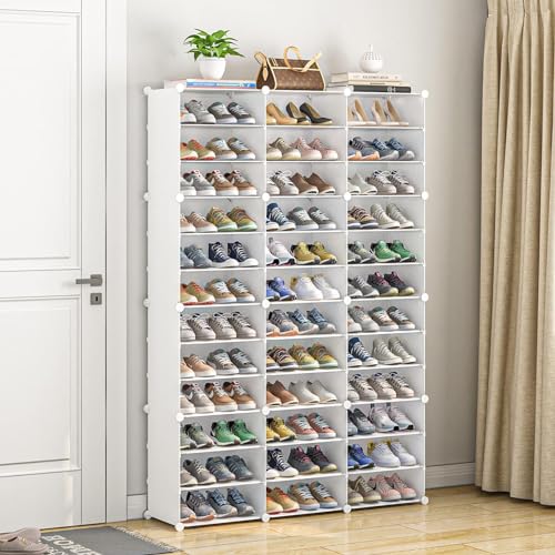 MAGINELS Shoe Rack Organizer 72 Pairs Shoe Cabinet Storage,Shoes Shelves for Living Room Bedroom Hallway, White - Thumbnail 6