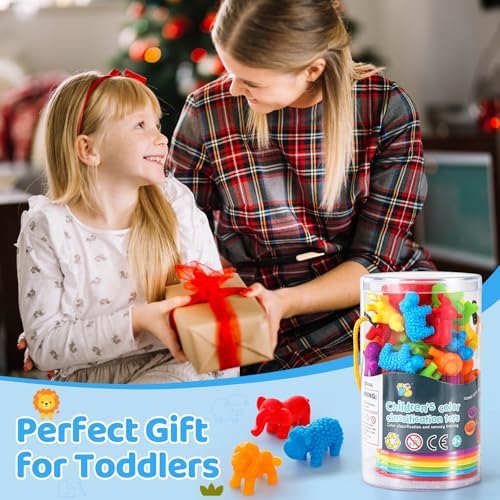 Counting Animals Matching Game for Toddlers, Montessori Sorting & Counting Toy with 36 Animal, 6 Sorting Bowls, 2 Tweezers and Storage Bucket, Fine Motor Preschool Learning Gift,Learning Activities — view 6