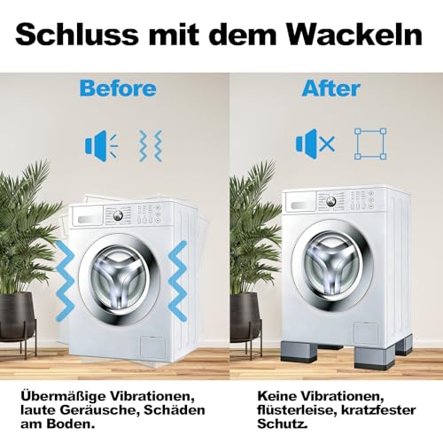 Schwingungsdämpfer Waschmaschine 4 Stück – Vibrationsdämpfer & Waschmaschine Füße Dämpfer rutschfest für Waschmaschine, Trockner, Kühlschrank gegen Geräusche und Wandern