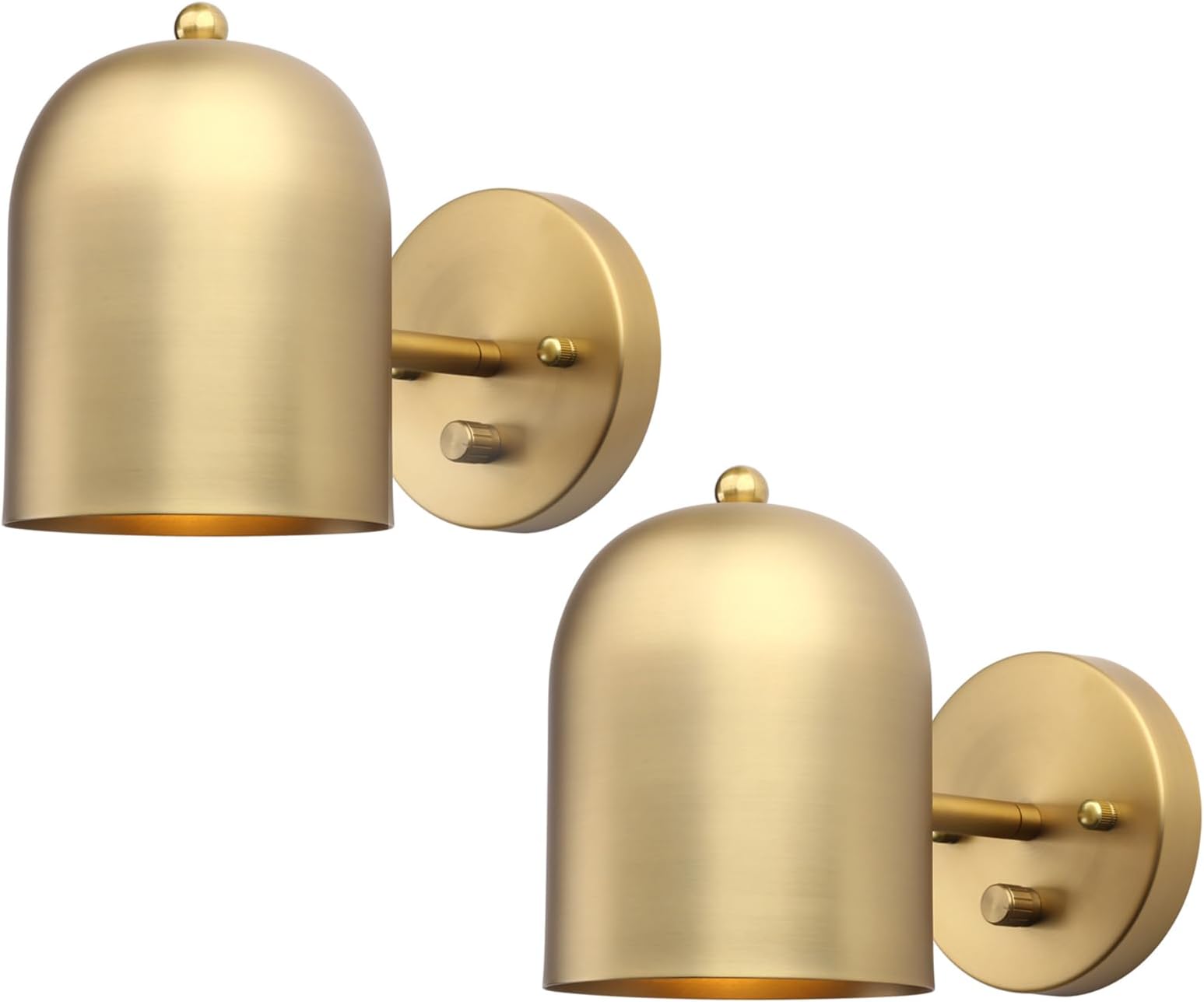 Pathson Set of 2 Hardwired Wall Sconce Dimmer Switch, Brass Finish Wall Light Lamp Adjustable Light Angle Wall Vanity Lighting, E26 Base Reading Lighting Decor for Bedroom Hallway Living Room