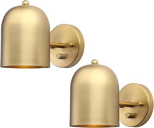 Pathson Juego de 2 apliques de pared modernos con regulador de intensidad, lámpara de pared con acabado de latón, ángulo de luz ajustable,