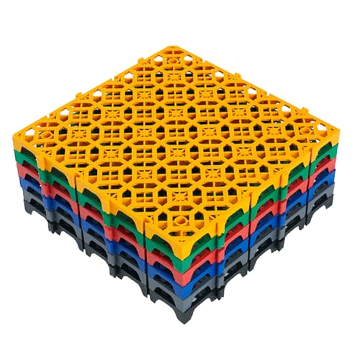 フロアタイル ガレージ DIY ガレージタイル ガレージマット フロアマット 40cm×40cm×3cm 耐荷重10t 連結可能 ガレージ 車庫マット はめ込み施工 お手入れ簡単 接着剤不要 置くだけ 高通気性 駐車場 屋外 屋内 組立簡単 強化PP製 フ