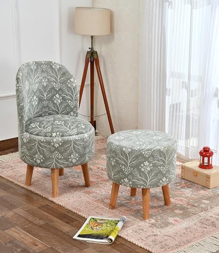 Image of SR Printed Ottoman Pouffes Chair Stool for Living Room Furniture Sitting Dressing Table Pouf Sofa Puffy Stool Room, Pouffes for Sitting Foot Rest, (18x32 Inch, Green)
