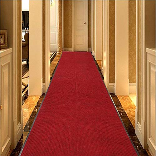 uyoyous 90x300cm Teppich Läufer Flur rutschfest Fußmatte Schmutzläufer mit Rutschfester Rücken Schmutzfangmatte Eingangsmatte Türmatte Teppichläufer für Räumen, Korridoren, Eingangsbereichen - Rot Cover