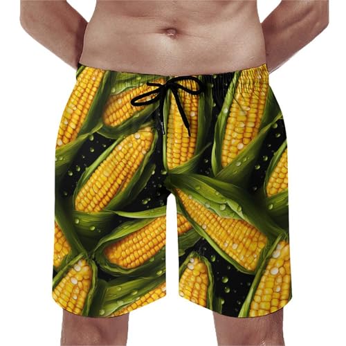 Corn Men's Swim Trunk Quick Dry Swimwear Beach Shorts Bathing Suits with Pocket