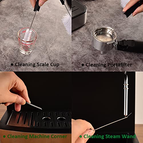 Espresso Brush Machine Cleaning Brush - Cafemasy 5Pcs Coffee Machine Cleaning Brush Pack Barista Tools For Cleaning Espresso Machine Group Head Steam Wand Milk Frother Drip Tray Coffee Mug #TOP3