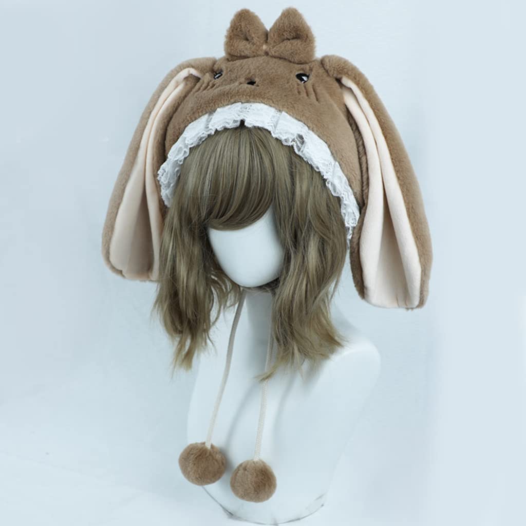 GRABAGECAN Hat Lop-eared Plush Hat Windproof Scarf&Hat Lei Hat for Halloween New Year Thanksgiving