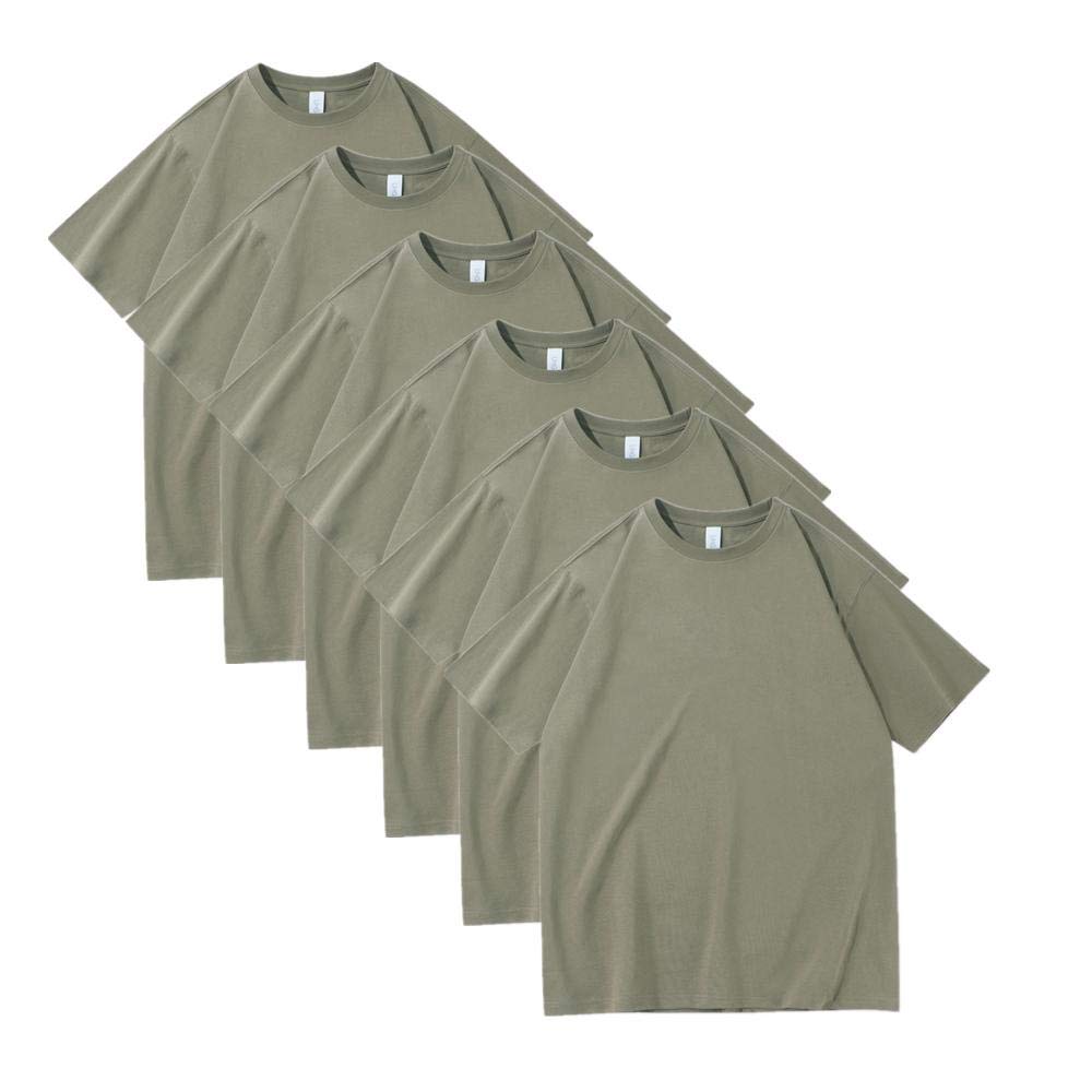 T-shirt męski 230 g, ciężki, bawełniany, luźny, na lato, okrągły dekolt, masywny kolor, 6 sztuk, 12, 3XL