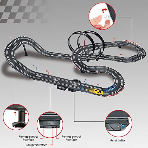 MAOXIAN Remote Racing Tracks Slot Car Racing Sets, Kids Toy Race Mini Slot Car Racing Track, High Speed Electric Rolling Toy Slot Car Loop Track for Boys Girls Best Option Gifts