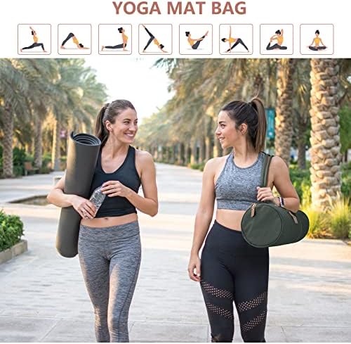Hivexagon Large Yoga Mat Bag,Pilates Bag in Durable Cotton Canvas,Full Zip with One Large Storage Pocket and Two Side Pockets,Fits Most Yoga Mats(ArmyGreen)