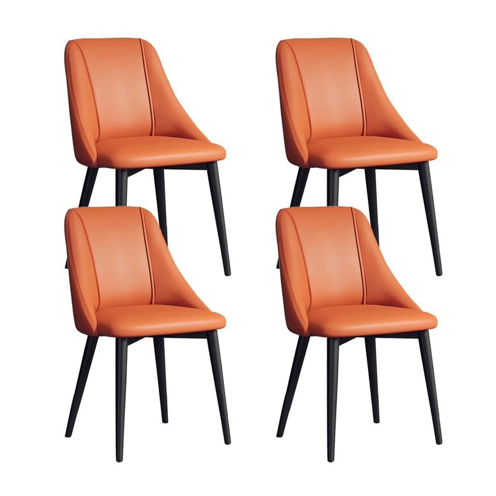SJIALEN Kitchen Chairs Set of 4, Water Proof PU Leather Black Legs Counter Chair Living Room Apartment Balcony Modern Dining Chairs Kitchen Chair (Color : Orange, Size : Black Legs)