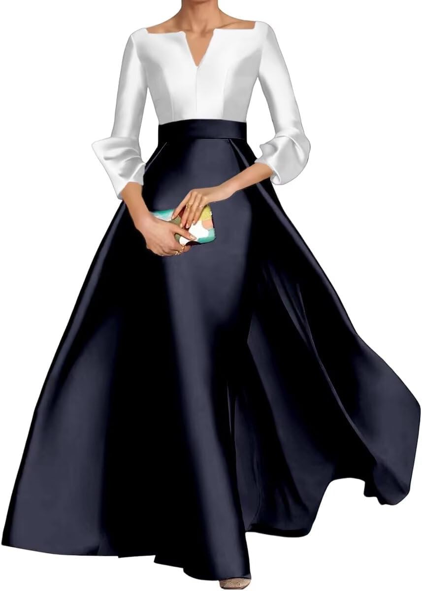 Long Mother of Bride Dresses for Women Mermaid Mother of Groom Dress V Neck Formal Dress