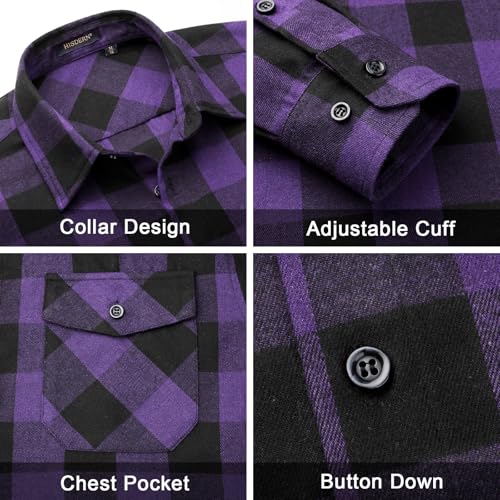 HISDERN Flannel Shirt for Men Casual Mens Flannel Shirts Long Sleeve Plaid Button Down Shirt Regular Fit Fall Winter3